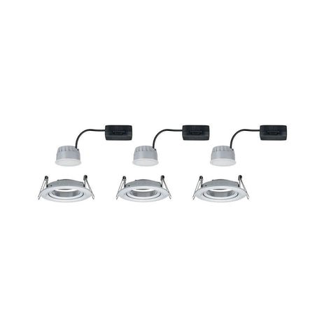 3er-Set LED Einbauleuchte Nova rund 3-Stufen Dimmbar Alu-Gedreht, Set bestehend aus 3 flachen Leuchten für geringen Hohlraum.