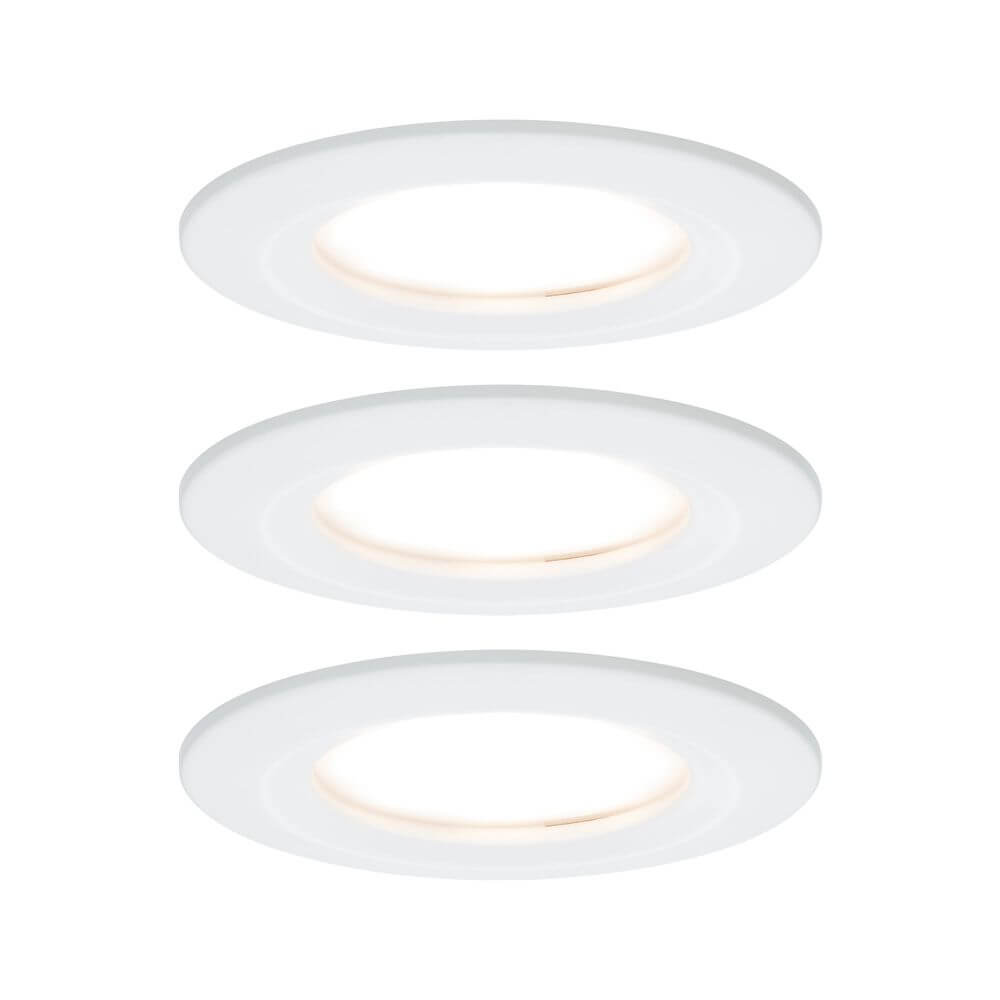 3er-Set LED Einbauleuchte Nova rund 3-Stufen Dimmbar Weiß - Set aus 3 flachen Leuchten in Warmweiß.