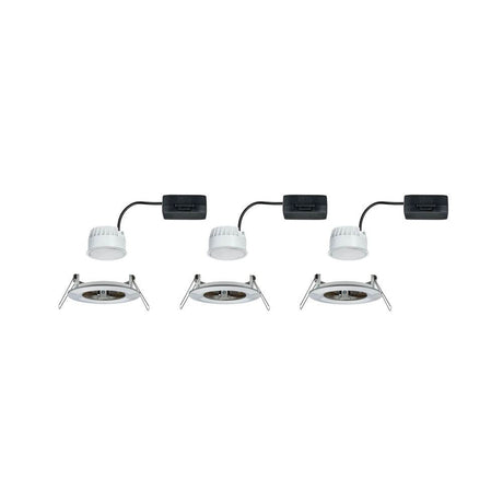 3-piece set LED Nova recessed light, round, brushed iron, flat luminaires with LED module for direct 230V connection.