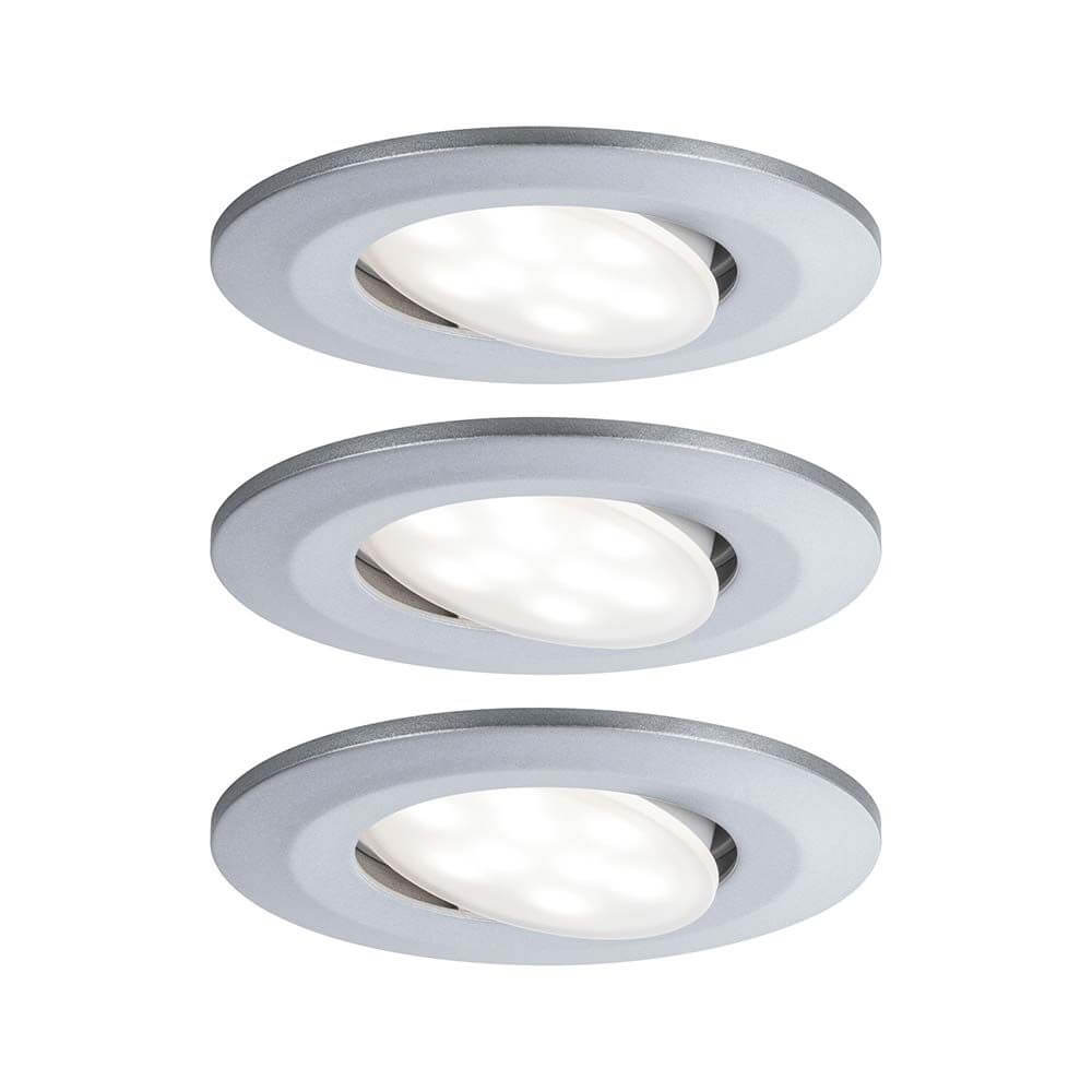 3er-Set LED Einbauleuchten Calla IP65 4000K Chrom-Matt in modernem Design, ideal für diverse Anwendungen.
