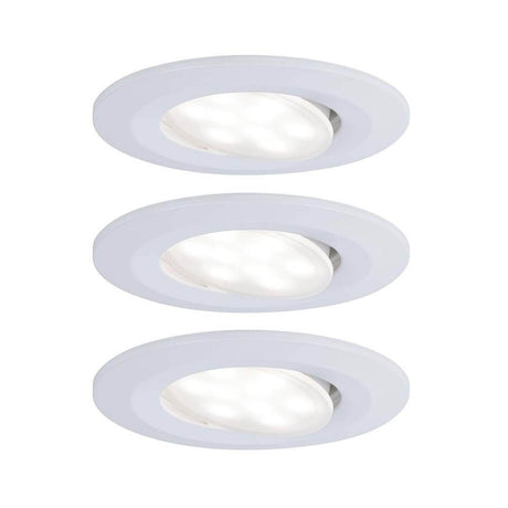3er-Set LED Einbauleuchten Calla in Weiß, dimmbar und schwenkbar, ideal für stimmungsvolle Beleuchtung.