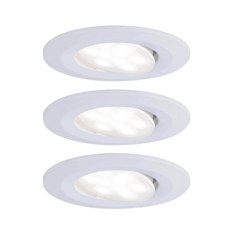3er-Set LED Einbauleuchten Calla IP65 schwenkbar 4000K Weiß in Weiß matt, blendfreie Gestaltung.