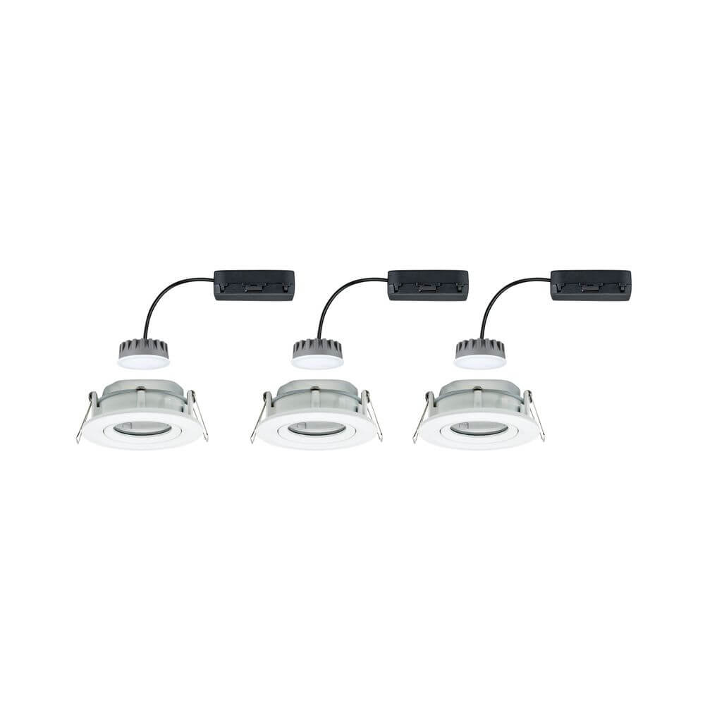 3er-Set LED Einbaustrahler Nova Plus Coin in Weiß, dimmbar, IP65, hoher Energieeffizienz und einfacher Montage.