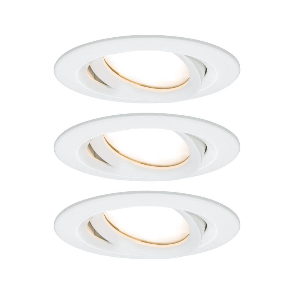 3er-Set dimmbare LED Einbaustrahler Nova Plus, weiß, IP65, energieeffizient und designorientiert.