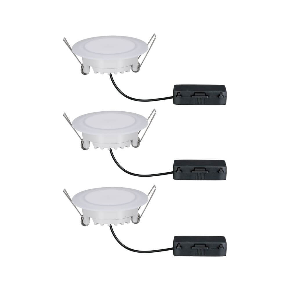 3er-Set Premium LED Einbaustrahler-Set Suon Dimmbar IP44 mit LED-Modul und anschlussfertigen Komponenten.
