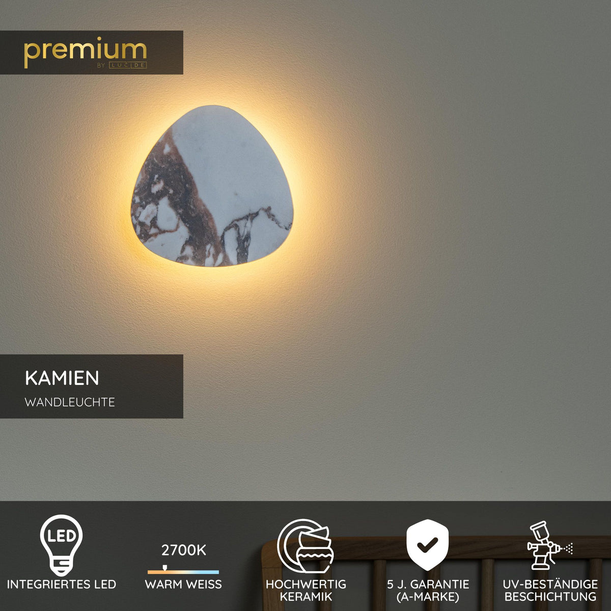 LED-vägglampa Kamien i keramik längd 20 cm (5)