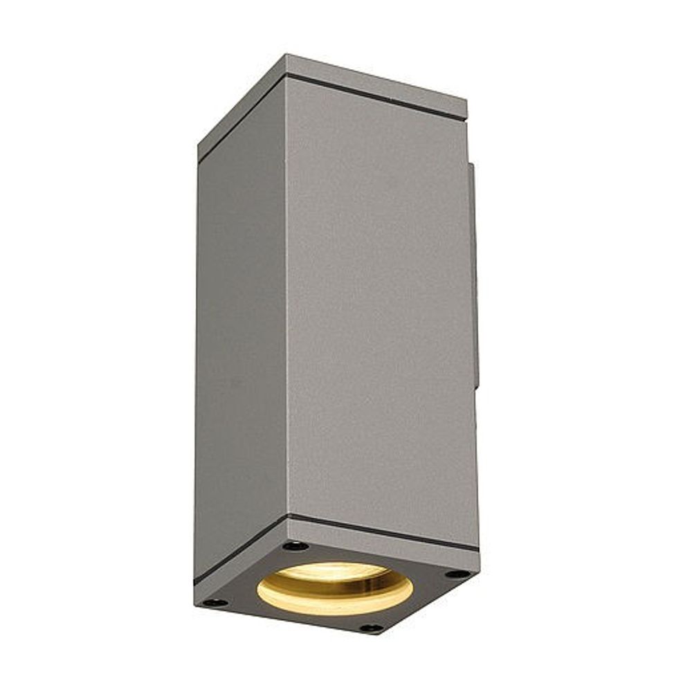 Theo Wall Out Außen-Wandleuchte eckig GU10 silbergrau – moderne und wetterfeste Wandleuchte aus Aluminium.