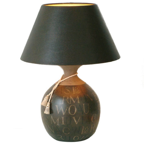 Table lamp Carattere Grande ceramic black-brown-sand with an elegant black lampshade.
