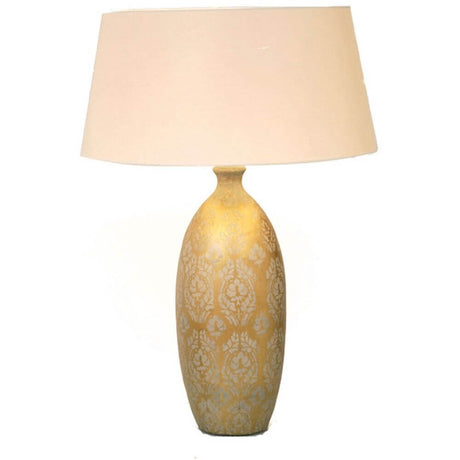 Table lamp Vaso Barocco ceramic gold-silver with elegant design and cotton shade.