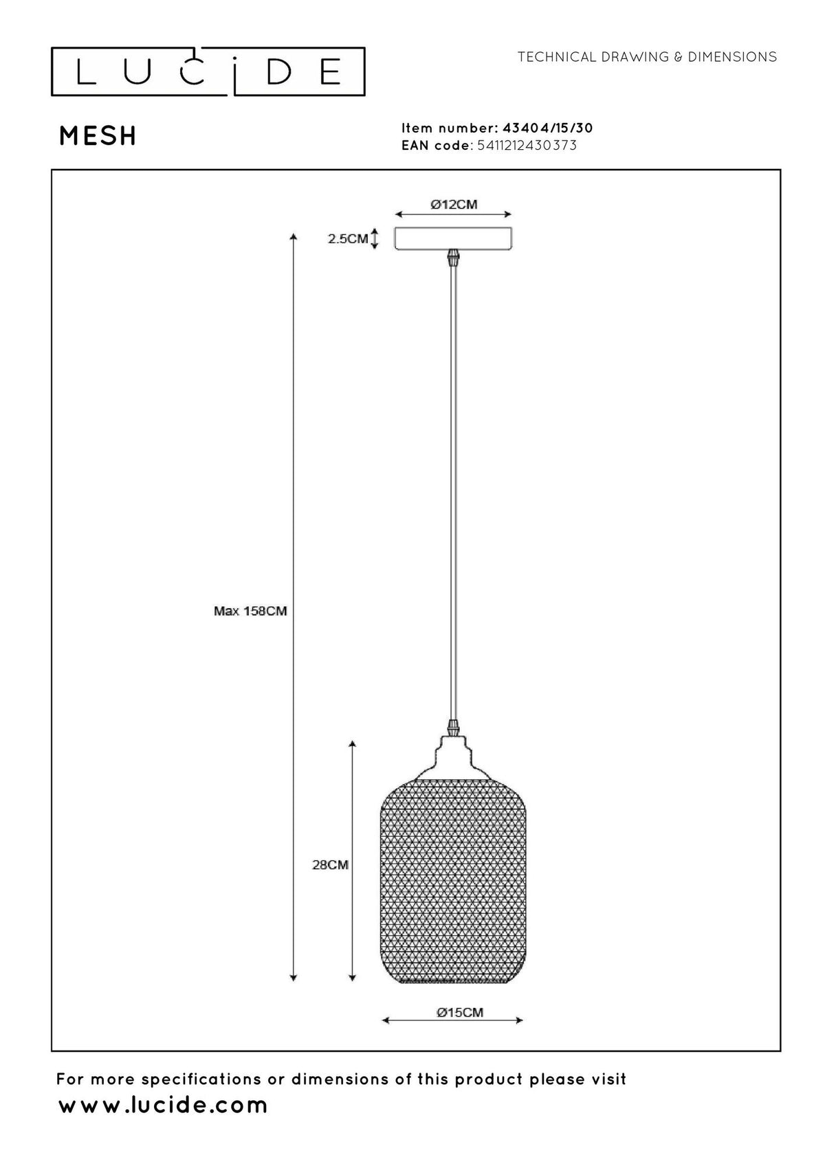 Pendelleuchte Mesh Ø 15cm höhenverstellbar (4)