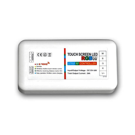 RGBW Radiocontroller med fjernbetjening 12V-24V op til 10A, styring for RGBW-LED-Strips, touch screen RF controller.