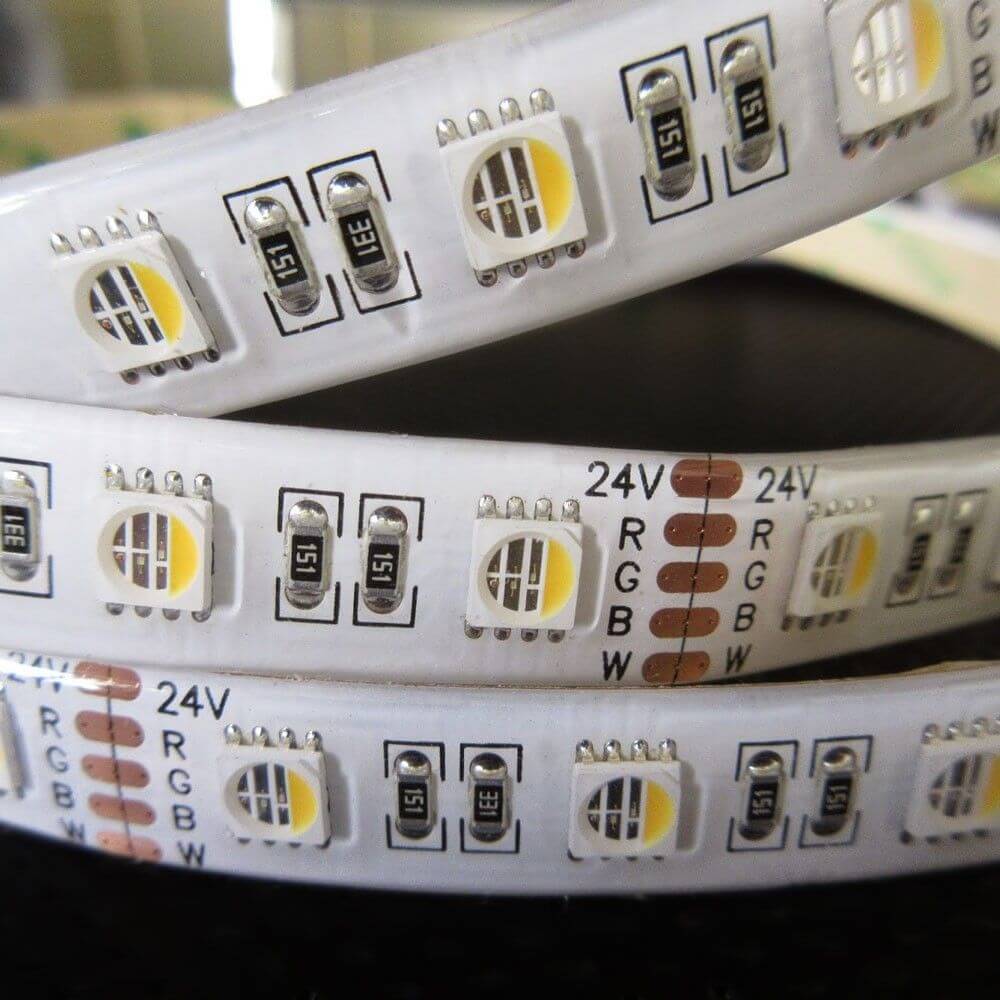 5m LED Strip 19, 2 W/M RGB + Warm White 24V IP63