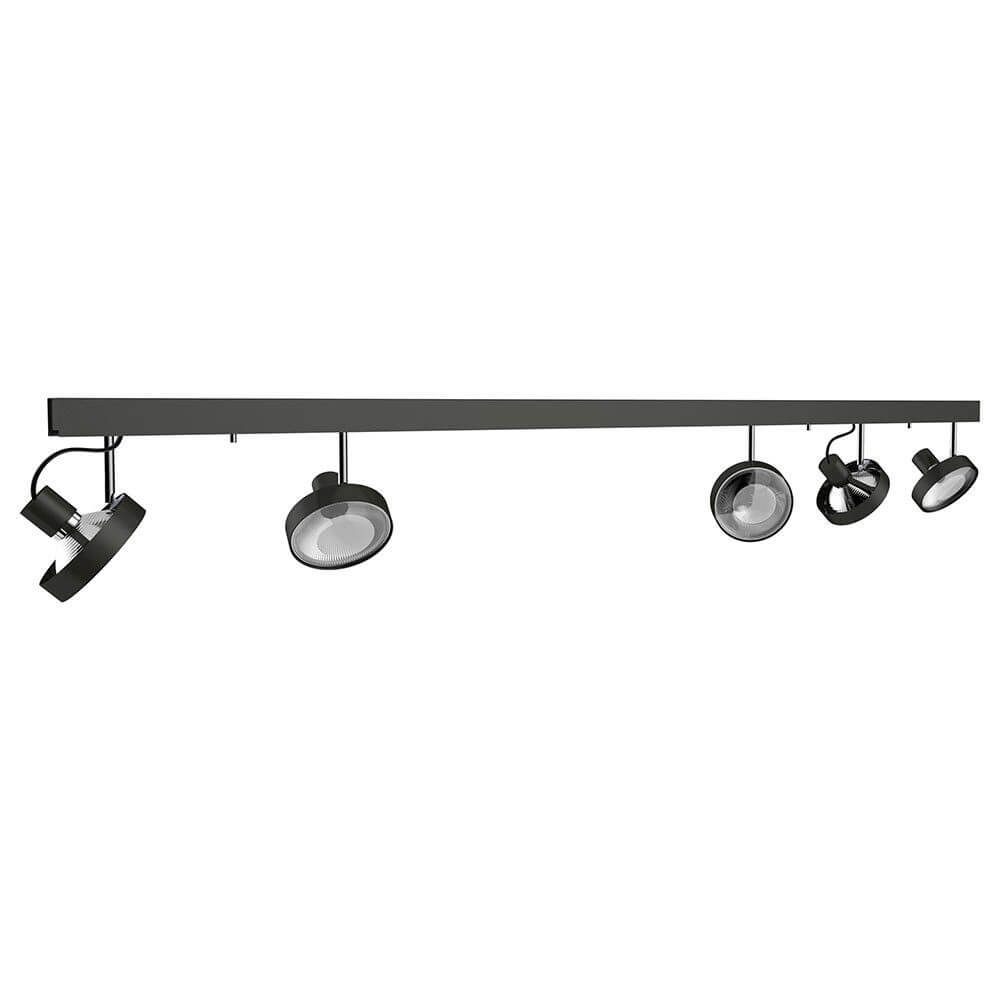 Track 5er Strahlerschiene 150cm Anthrazit mit fünf ausrichtbaren Leuchten in asymmetrischer Gestaltung.