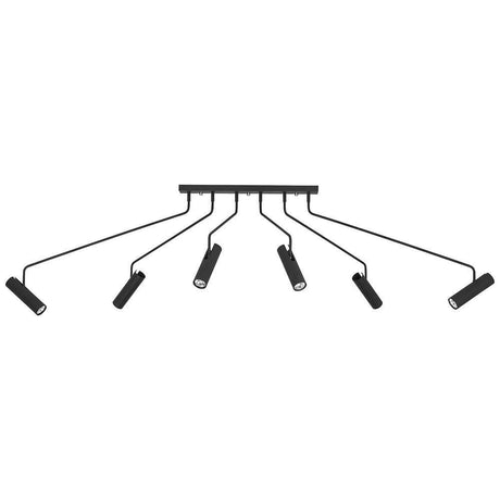 Eyes Deckenleuchte mit 6 verstellbaren Spots 205cm Schwarz in modernem Design mit drehbaren Köpfen.