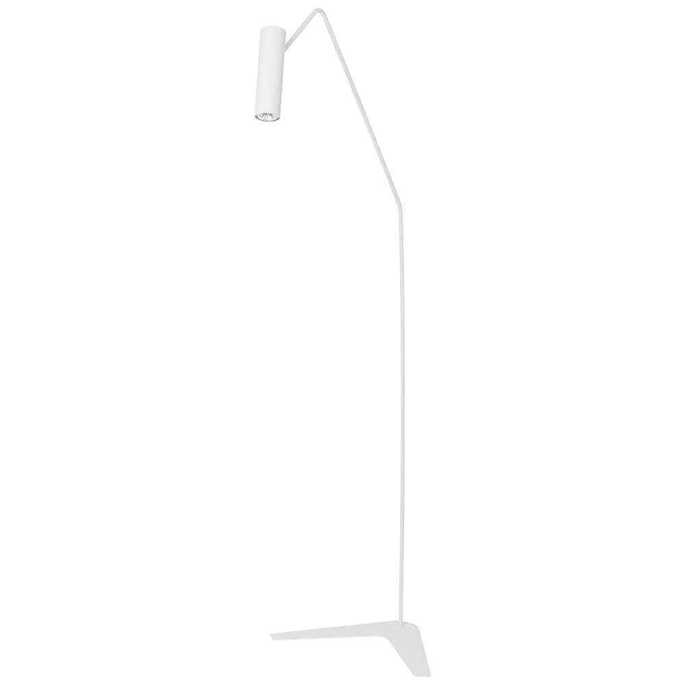 Moderne weiße Stehleuchte Eyes mit verstellbarem Spot, ideal für Wohnzimmer oder als Leseleuchte.