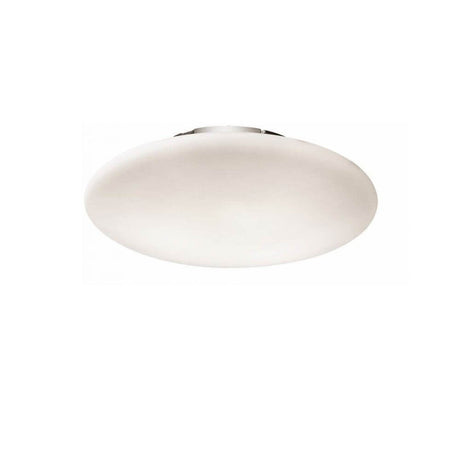 Smarties candeeiro de parede e teto em vidro Ø 43 cm com suporte cromado e difusor de luz em vidro branco.