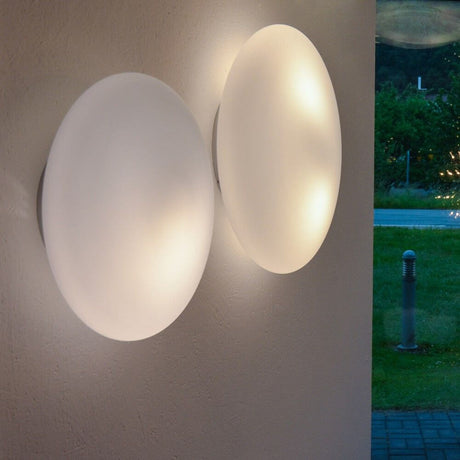 Smarties candeeiro de parede e teto em vidro Ø 43 cm, luminária dupla redonda em vidro soprado e gravado a ácido.