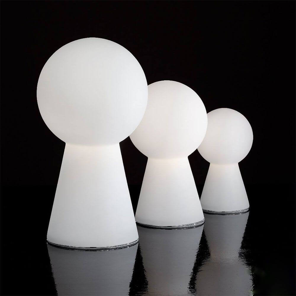 Birillo mundgeblasene Glas Tischleuchte 30cm Weiß - moderne Tischlampen aus geblasenem Glas.