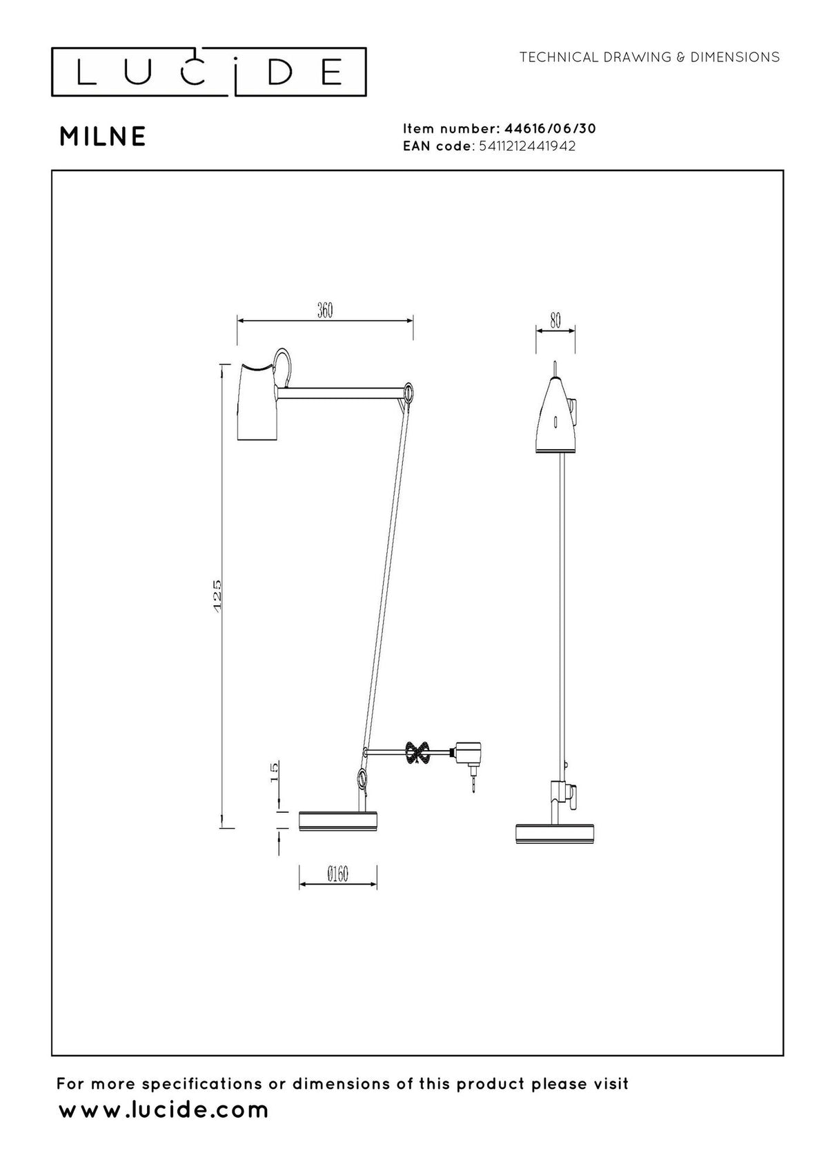 LED-Lese-Stehleuchte Milne drehbar mit Touchdimmer Schwarz (4)