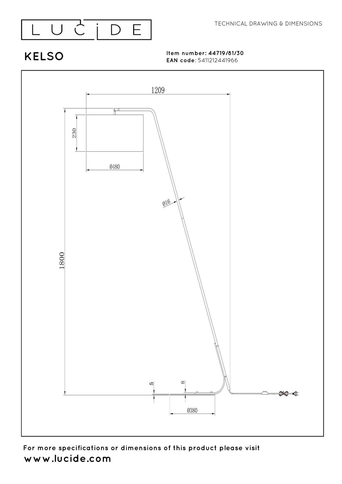 Stehleuchte Kelso mit Leinenschirm Schwarz 180cm (6)