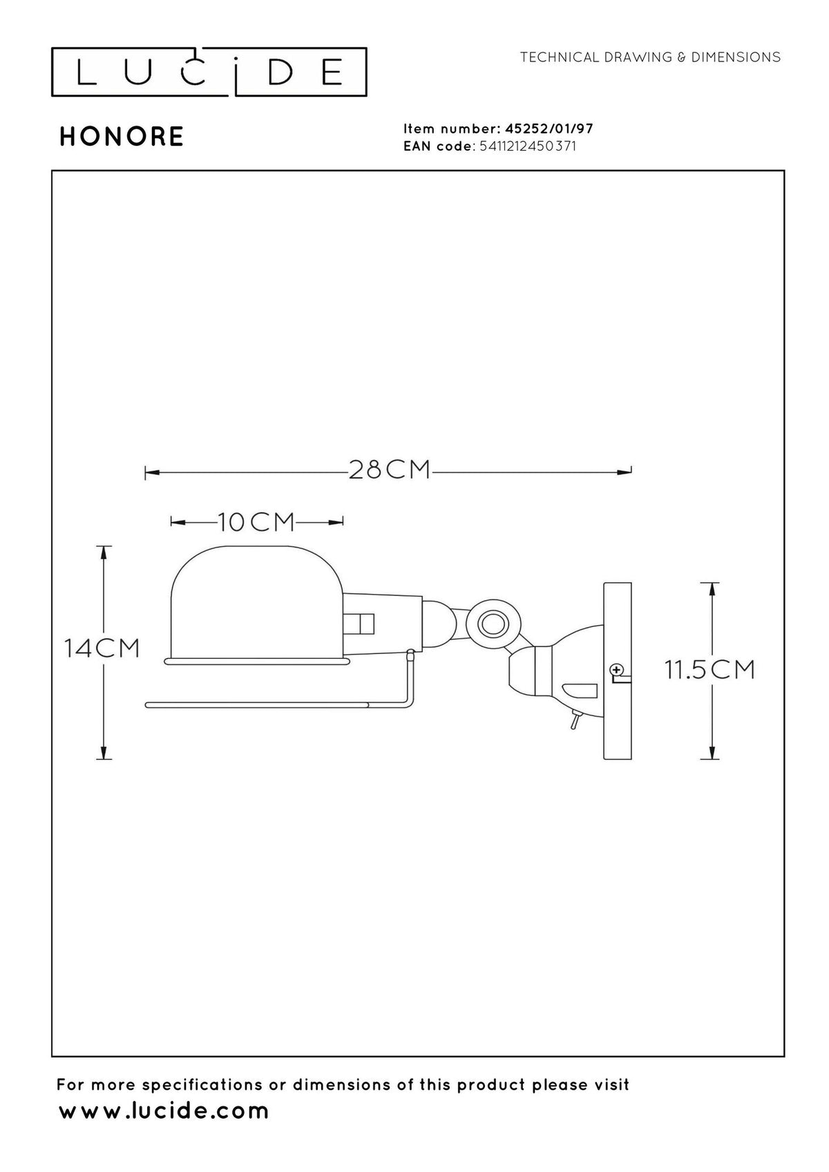 Wandleuchte Honore 28,2cm schwenkbar Rostfarben (5)