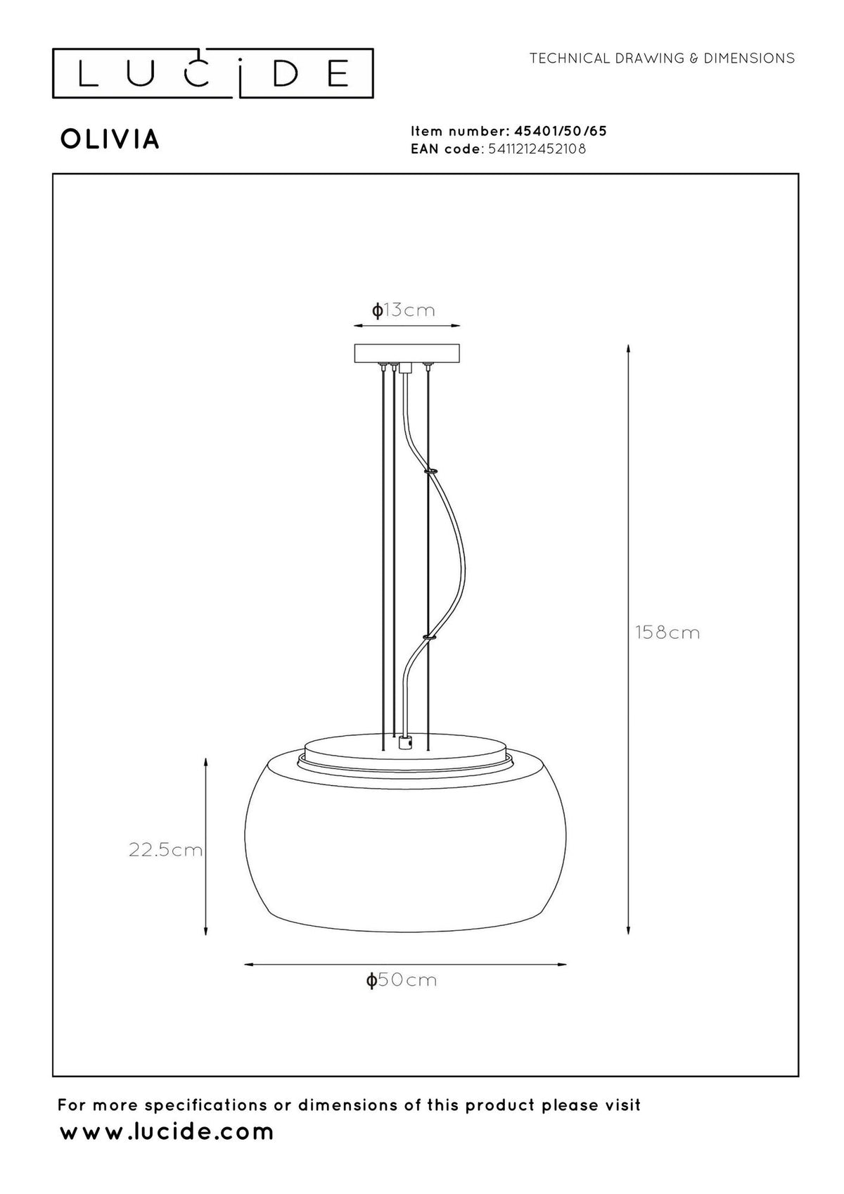 Lampada a sospensione Olivia a 3 luci con paralume in vetro fumé Ø 50cm regolabile in altezza (6)