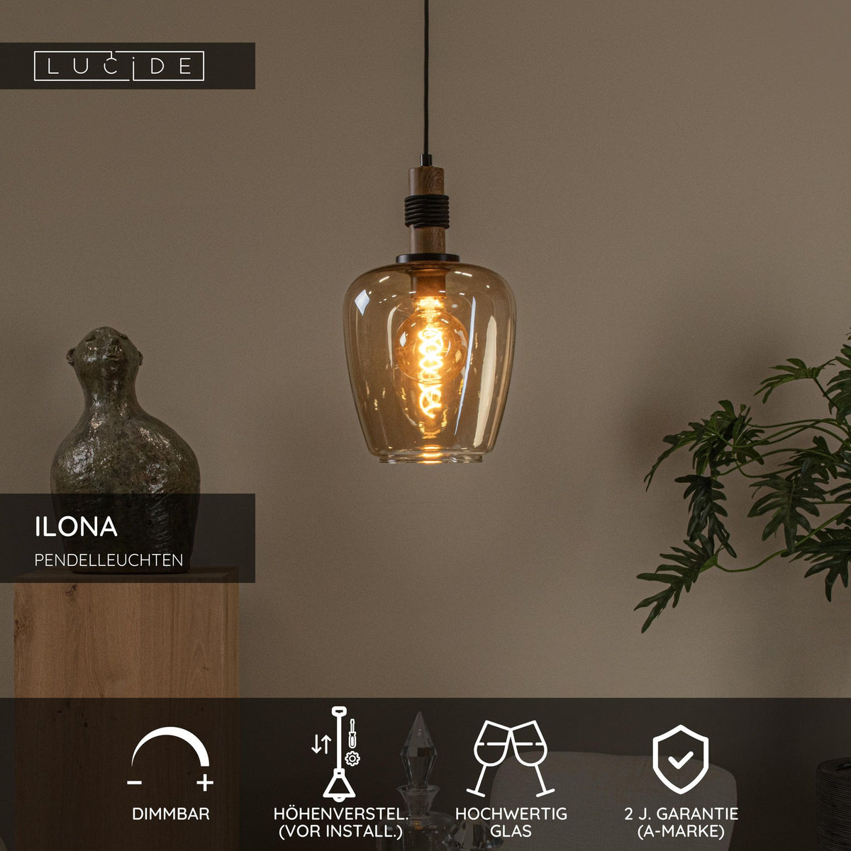 Hanglamp Ilona met glazen kap ovaal Ø 22cm (5)