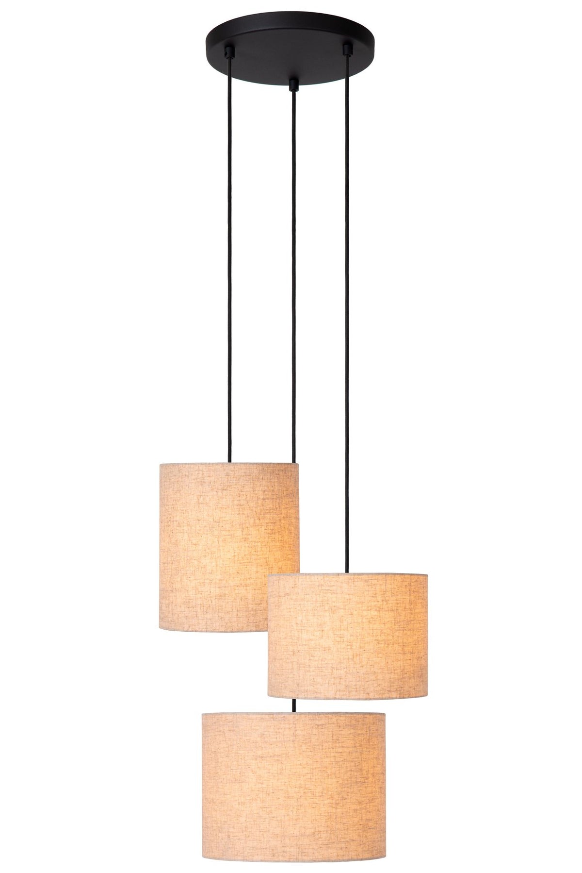 Maya pendant light, 3-light, height-adjustable, with cotton shades Ø 46cm (2)