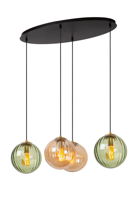 Pendelleuchte Monsaraz 4-flammig mit Schirm aus Glas (2)