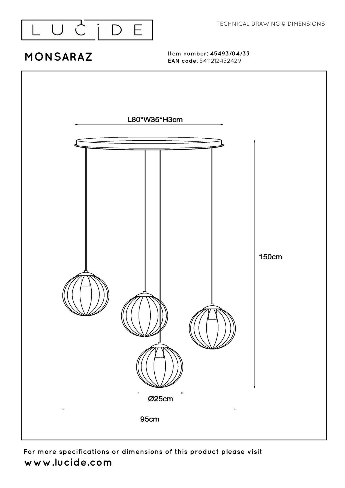 Suspension Monsaraz à 4 lampes avec abat-jour en verre (6)