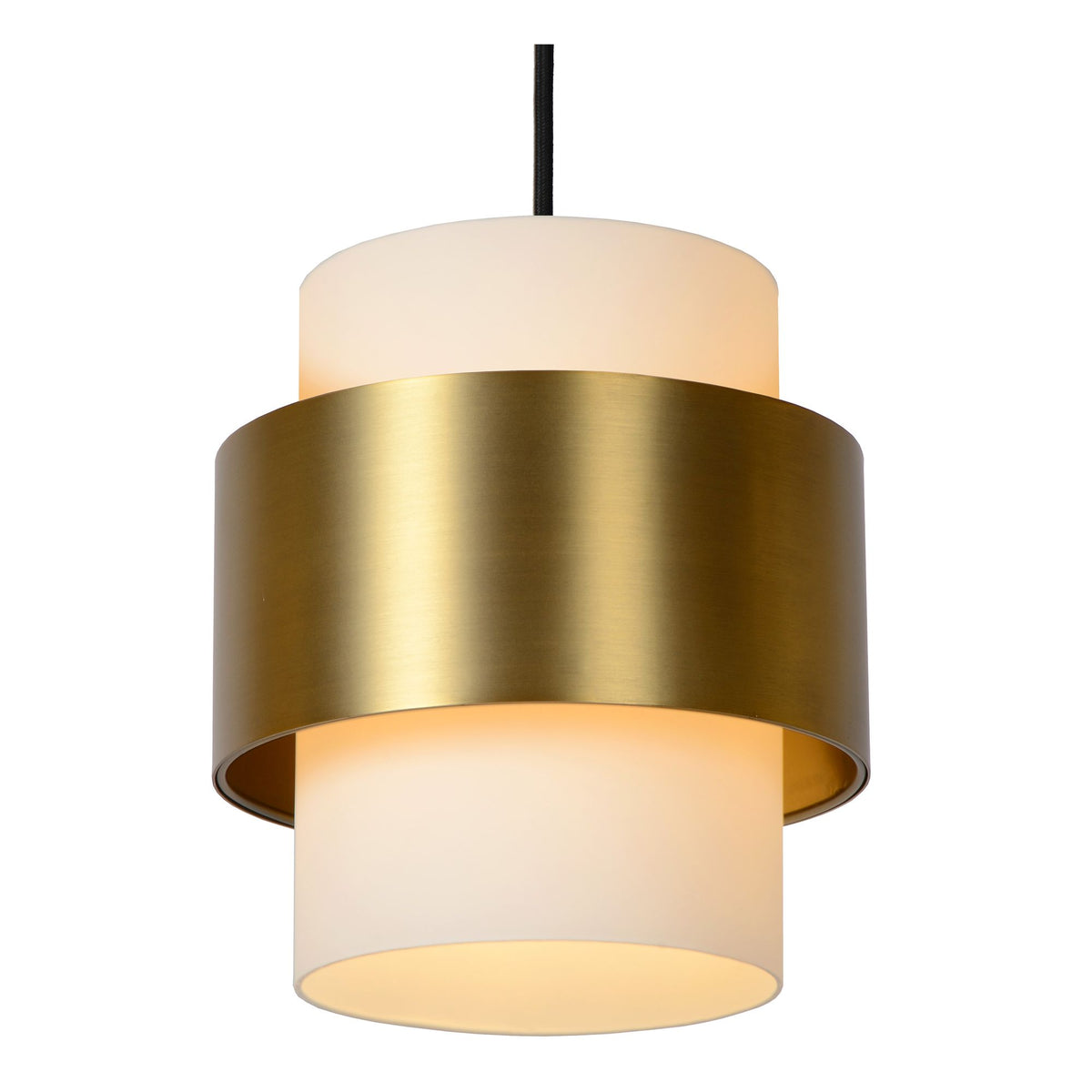 Lámpara colgante Firmin de 3 luces, regulable en altura, cristal, latón (4)