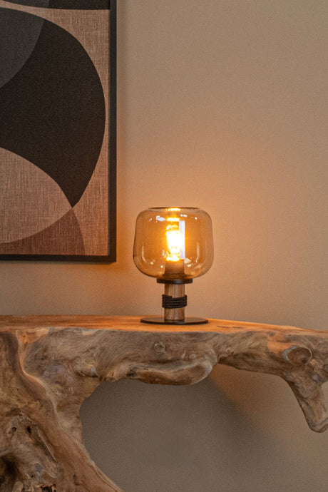 Tischleuchte Ilona Amber mit Glasschirm Ø18cm (1)