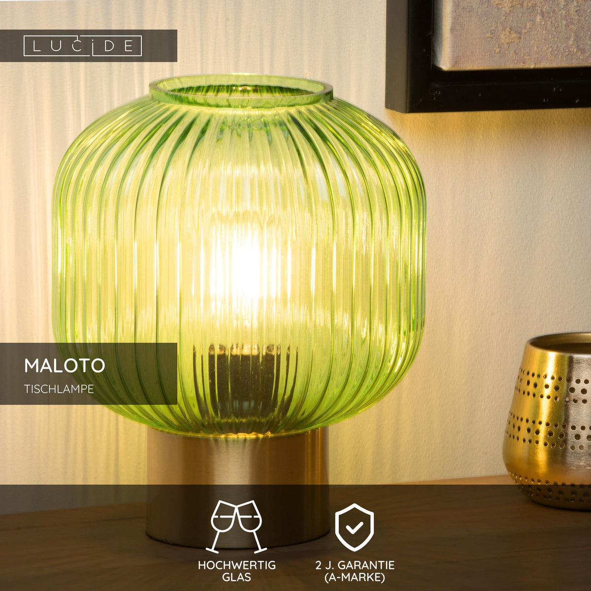 Lampe de table Maloto avec abat-jour en verre Retro Ø 20cm (6)