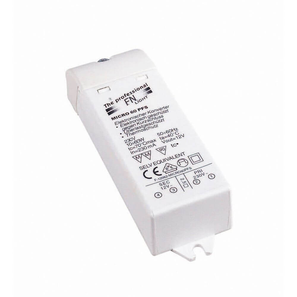 FN MiniTrafo 1 60VA 12V 10, 5x3, 3x2, 2cm Elektroniktransformator für Niedervoltbeleuchtung