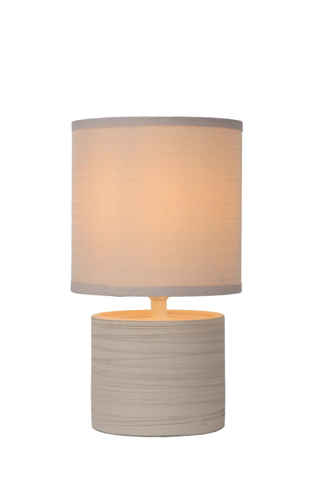 Tischlampe Greasby mit Stoffschirm und Keramikfuß (1)