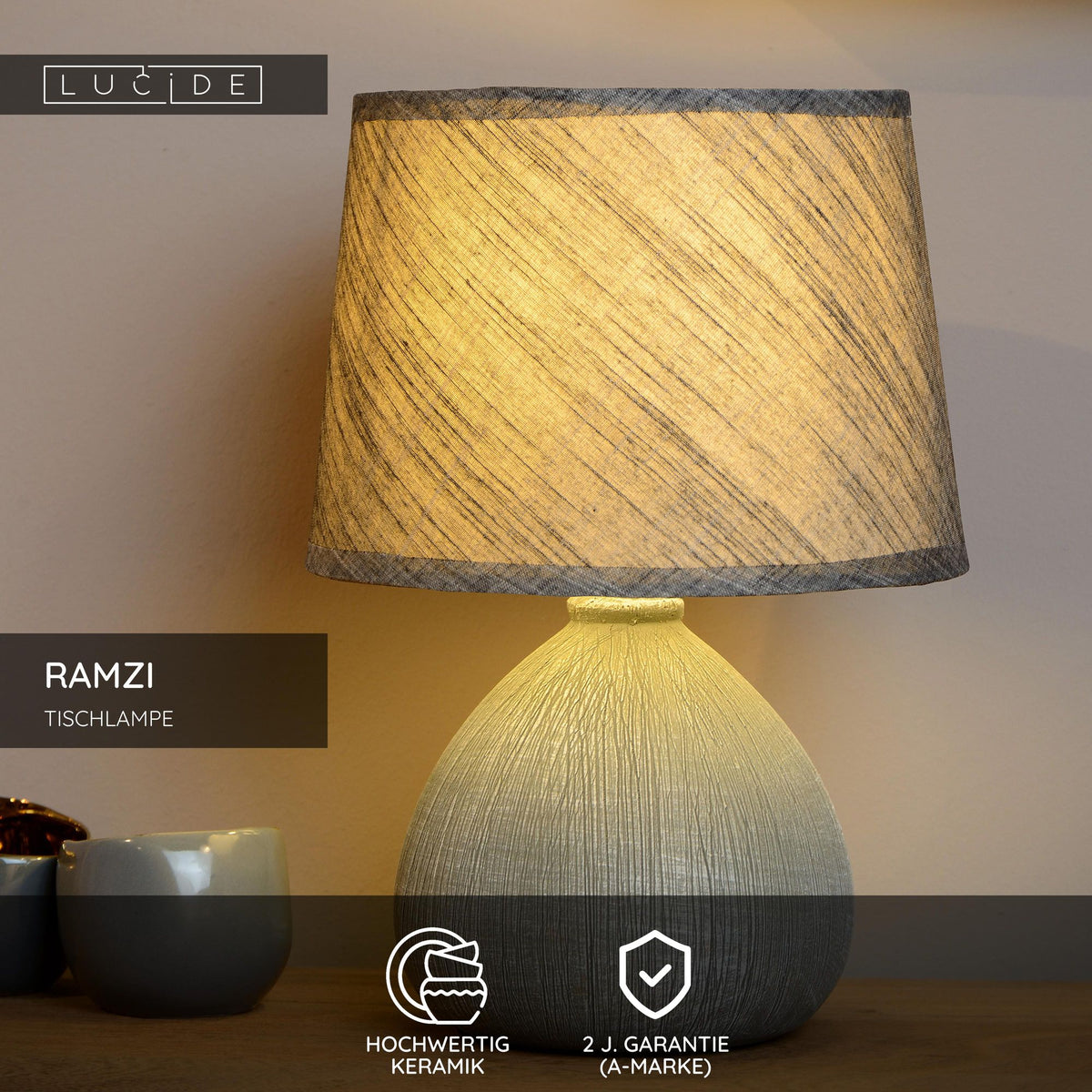 Ramzi table lamp, 1-light, with fabric shade and ceramic base (6)