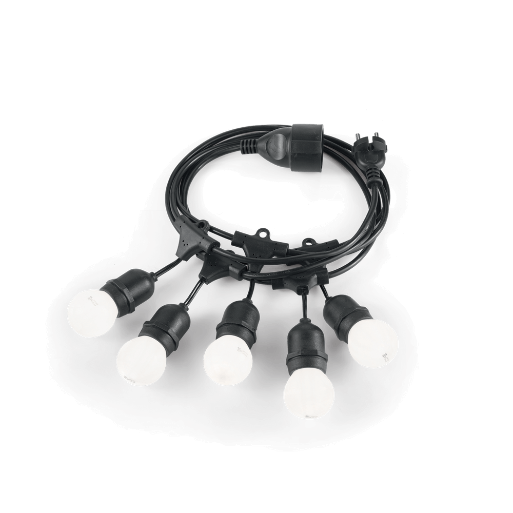 5-flg. Lichterkette Fiesta Sp5 für Außen in Schwarz mit weißen Lampen