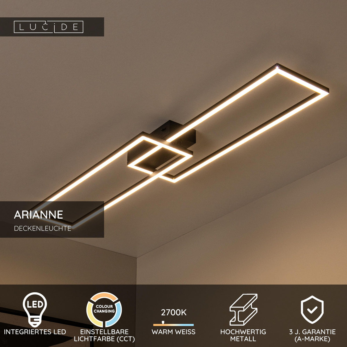 LED-Deckenleuchte Arianne rechteckig CCT 92,5cm Schwarz (6)