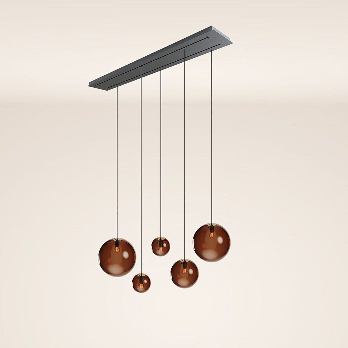 s.luce Orb 5-lys spisebordslampe med 2 rader, 160 cm