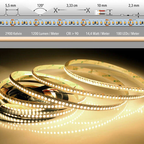 5m LED light strip 24V on request - LED strips in various lengths and light intensities for custom lighting.