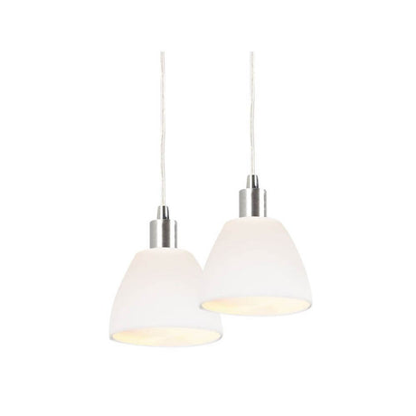 Ray pendant light chrome with elegant white glass shades and a high-quality chrome finish