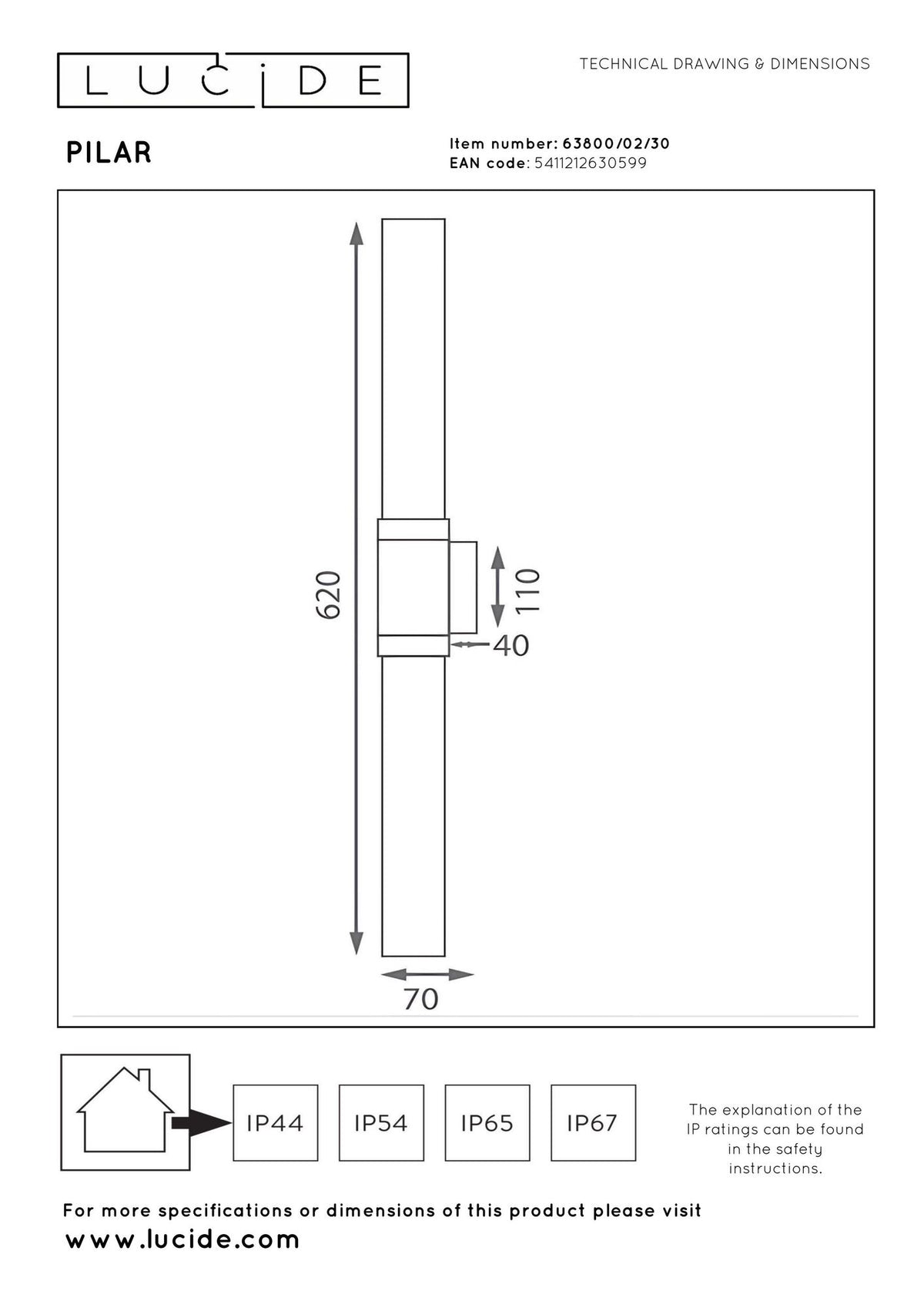 Außenwandleuchte Pilar 2-flammig Glas IP54 (2)