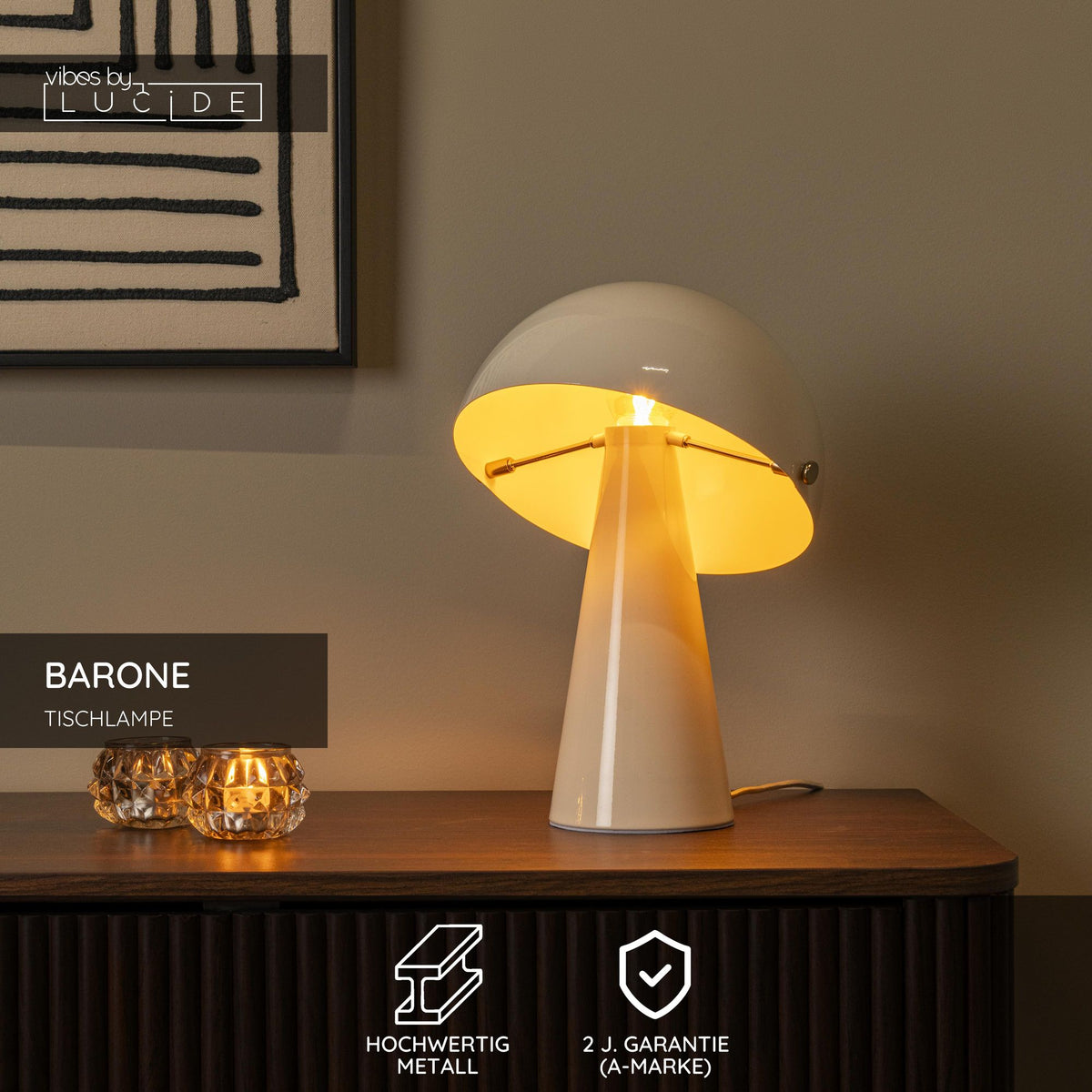 Tischleuchte Barone Retro Pilzform Ø23cm (7)