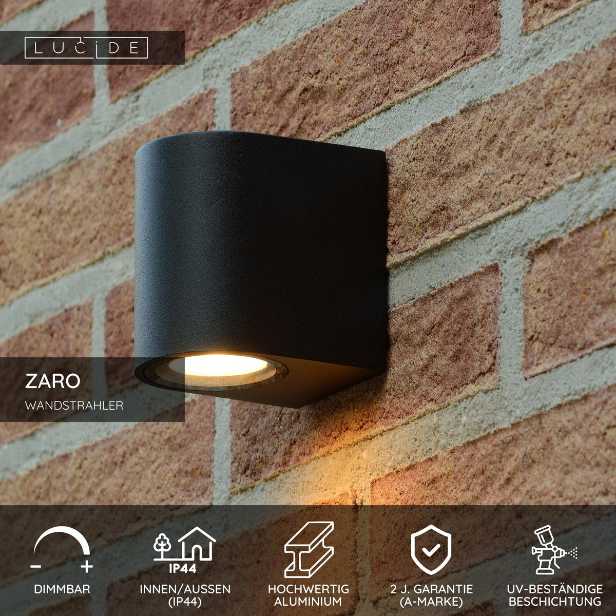 Projetor de parede exterior Zaro IP44 semicircular (4)