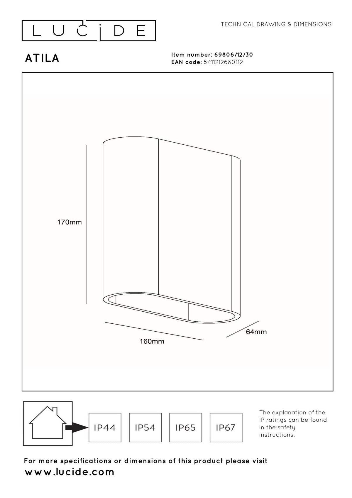 LED-Candeeiro de parede de exterior Atila 2 luzes regulável IP65 17cm de altura (6)