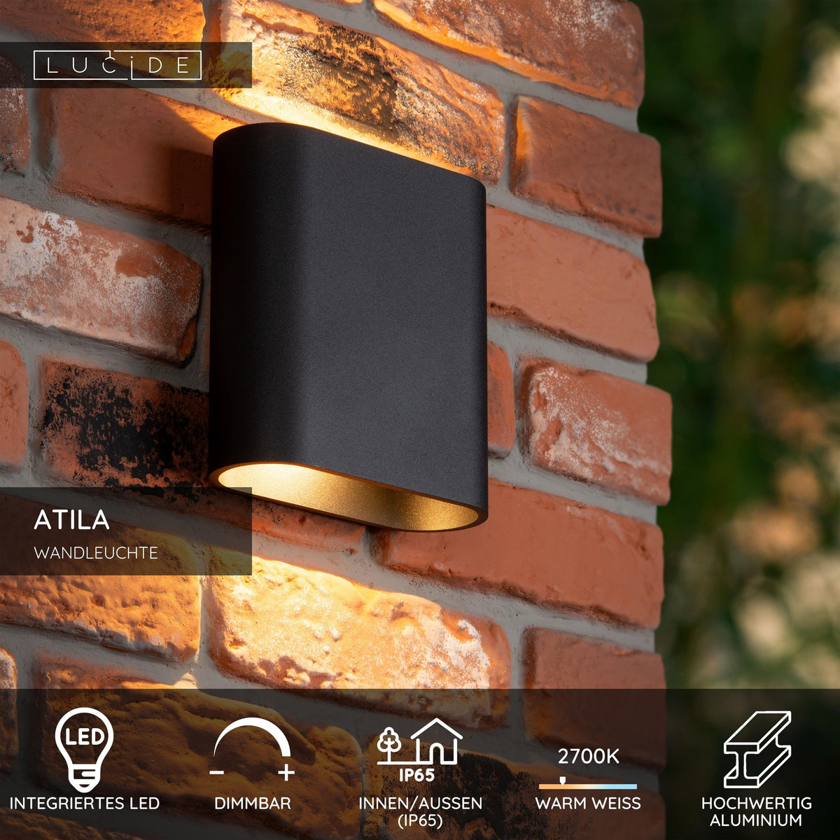 LED-Candeeiro de parede de exterior Atila 2 luzes regulável IP65 17cm de altura (5)