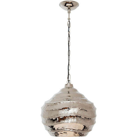 Lampada a sospensione Pomelo in alluminio nichelato, argento-nero, in una moderna forma di design, ideale per ambienti eleganti.