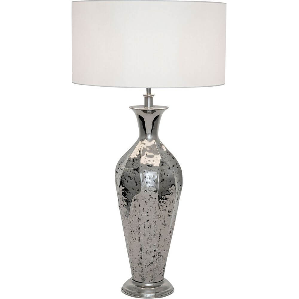 Tischleuchte Maga Aluminium Vernickelt Silber mit modernem Design und eleganter Oberfläche.