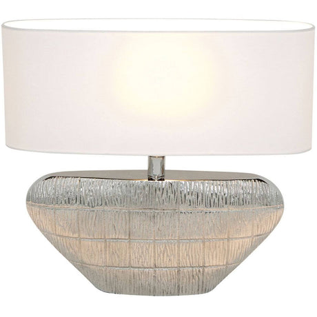Cleopatra table lamp aluminium silver-ecru with light lampshade and modern design