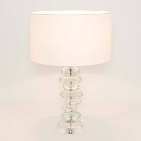 Table lamp Tempo acrylic glass-metal chrome-plated clear-silver with an elegant design and bright lampshade.